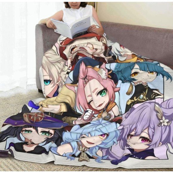 Anime Unisex Blanket 60x50 inch White Multi-color Genshin - Picture 3 of 7